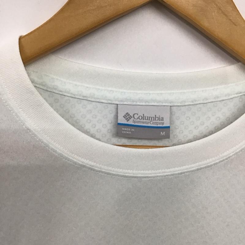 コロンビア Columbia Tシャツ 半袖 半袖カットソー プリントTシャツ クルーネックカットソー M 総柄 白 / ホワイト / white X 水色 / ライトブルー / メンズ USED 古着 中古 10153627