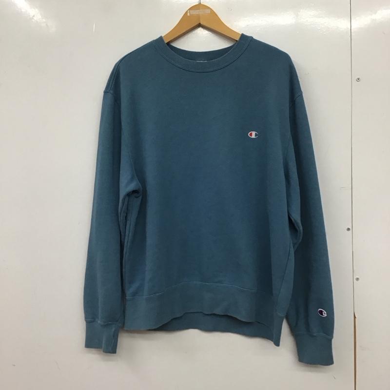 チャンピオン Champion トレーナー 長袖 長袖トレーナー スウェット クルーネック プルオーバー XL ロゴ、文字 青 / ブルー / blue メンズ USED 古着 中古 10153629