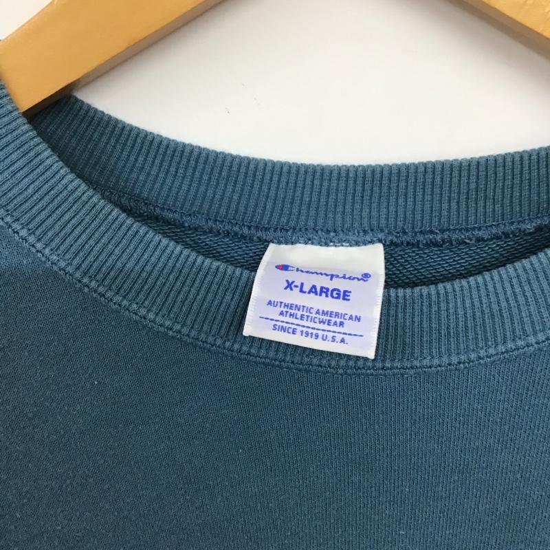 チャンピオン Champion トレーナー 長袖 長袖トレーナー スウェット クルーネック プルオーバー XL ロゴ、文字 青 / ブルー / blue メンズ USED 古着 中古 10153629