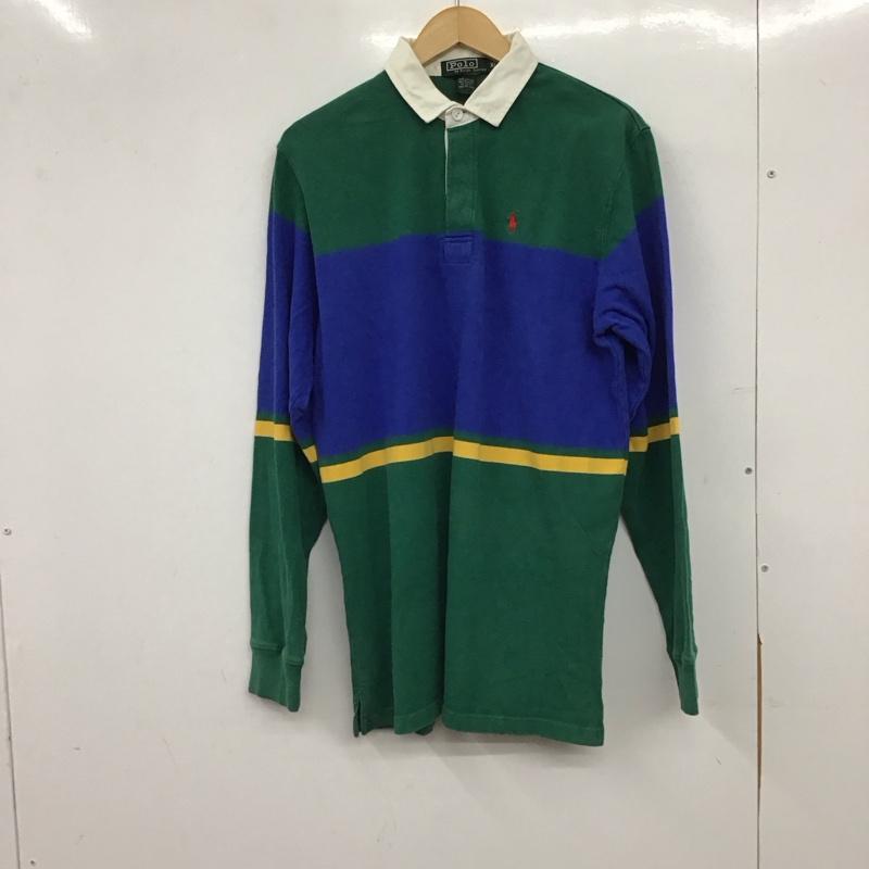 ポロバイラルフローレン Polo by RALPH LAUREN ポロシャツ 長袖 長袖ポロシャツ 長袖カットソー カラーシャツ XL ロゴ、文字 青 / ブルー / blue X 黄 / イエロー / yellow X 緑 / グリーン / green メンズ USED 古着 中古 10153630