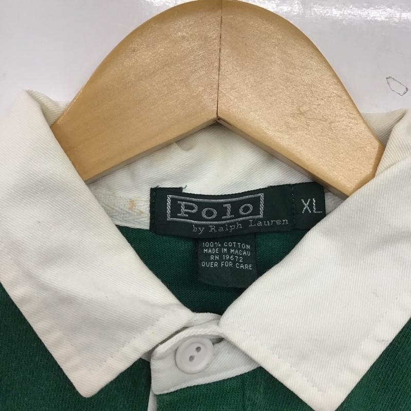 ポロバイラルフローレン Polo by RALPH LAUREN ポロシャツ 長袖 長袖ポロシャツ 長袖カットソー カラーシャツ XL ロゴ、文字 青 / ブルー / blue X 黄 / イエロー / yellow X 緑 / グリーン / green メンズ USED 古着 中古 10153630