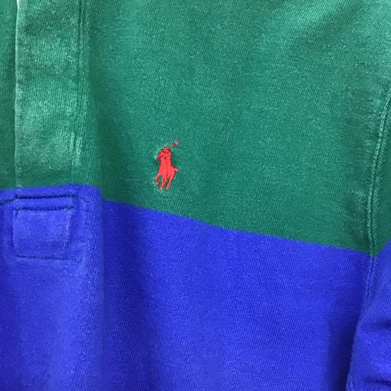 ポロバイラルフローレン Polo by RALPH LAUREN ポロシャツ 長袖 長袖ポロシャツ 長袖カットソー カラーシャツ XL ロゴ、文字 青 / ブルー / blue X 黄 / イエロー / yellow X 緑 / グリーン / green メンズ USED 古着 中古 10153630