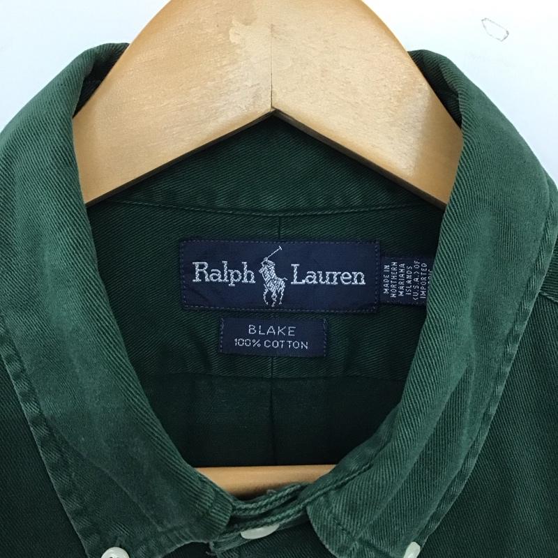 ラルフローレン RALPHLAUREN シャツ、ブラウス 長袖 長袖シャツ 無地シャツ カラーシャツ ボタンダウンシャツ L ロゴ、文字 緑 / グリーン / green メンズ USED 古着 中古 10153636