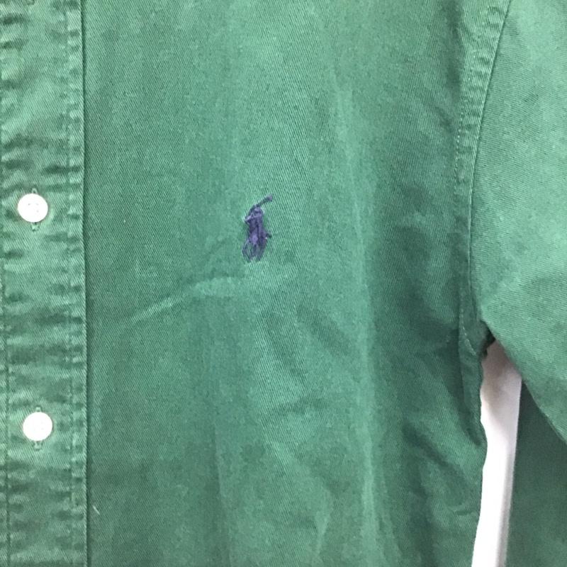 ラルフローレン RALPHLAUREN シャツ、ブラウス 長袖 長袖シャツ 無地シャツ カラーシャツ ボタンダウンシャツ L ロゴ、文字 緑 / グリーン / green メンズ USED 古着 中古 10153636