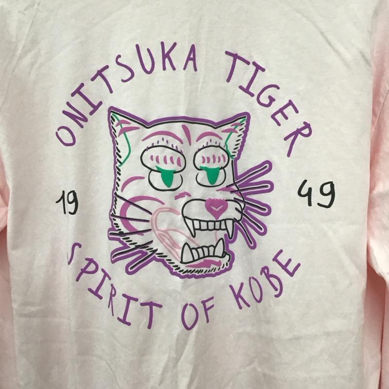 オニツカタイガー ONITSUKA TIGER カットソー 長袖 長袖カットソー プリントカットソー クルーネック S ロゴ、文字 桃 / ピンク / pink メンズ USED 古着 中古 10153655