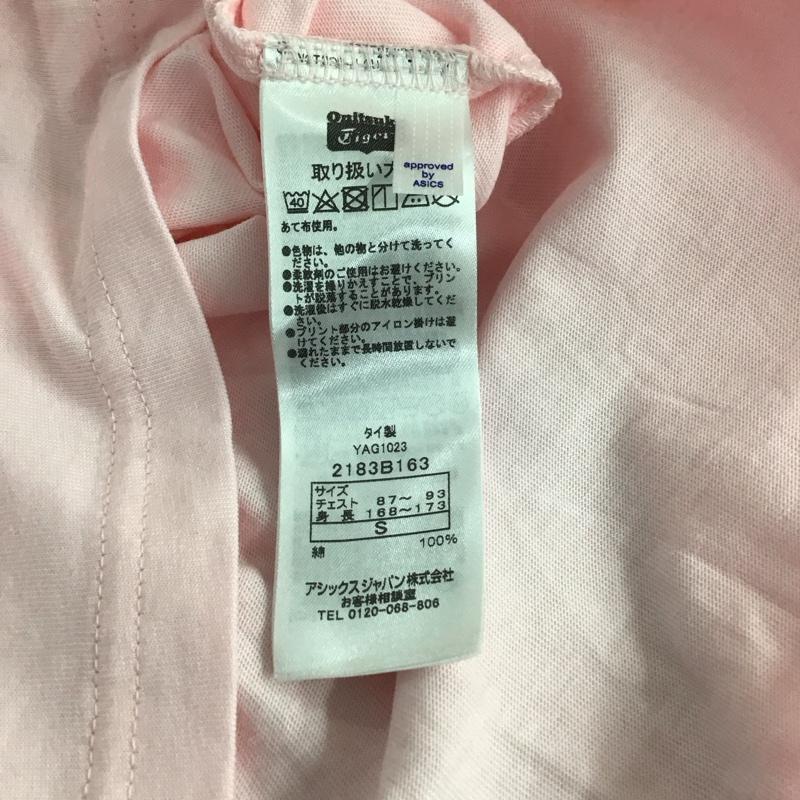 オニツカタイガー ONITSUKA TIGER カットソー 長袖 長袖カットソー プリントカットソー クルーネック S ロゴ、文字 桃 / ピンク / pink メンズ USED 古着 中古 10153655