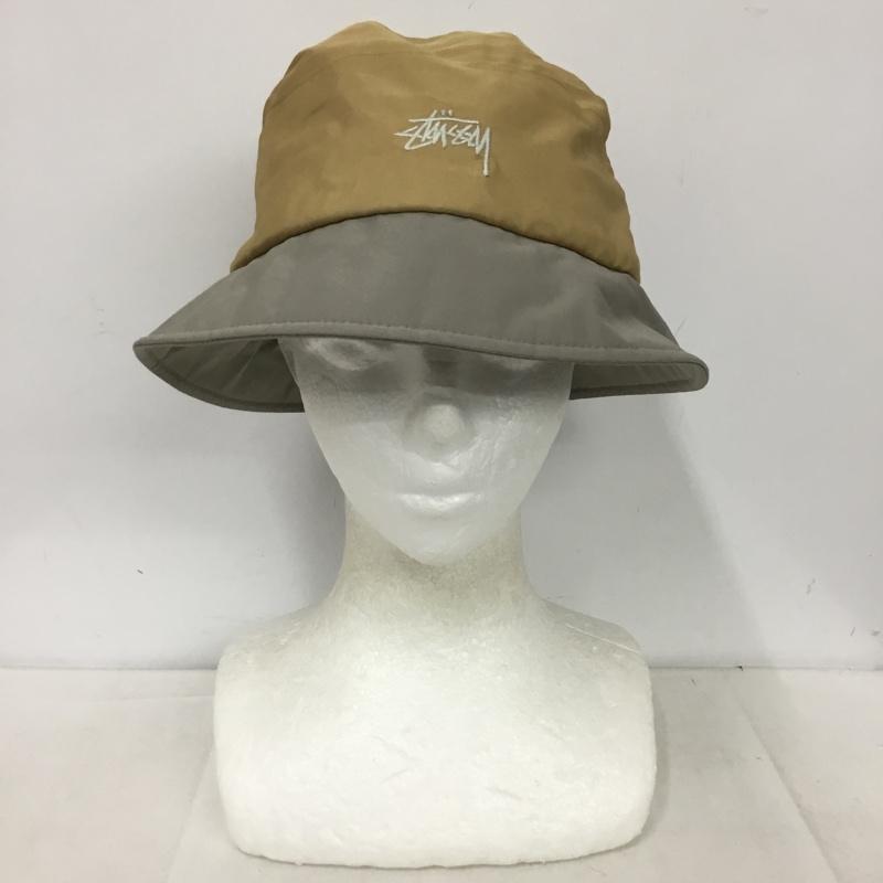 ステューシー STUSSY 帽子 ハット バケットハット バケハ ロゴ、文字 ベージュ / ベージュ / beige X 灰 / グレー / gray メンズ USED 古着 中古 10153659
