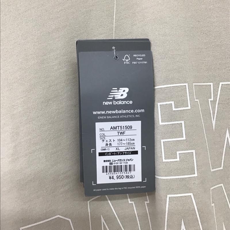 ニューバランス New Balance Tシャツ 半袖 半袖カットソー プリントTシャツ クルーネックカットソー XL ロゴ、文字 ベージュ / ベージュ / beige メンズ USED 古着 中古 10153668