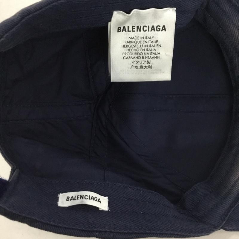 バレンシアガ BALENCIAGA 帽子 キャップ 刺繍 ベースボールキャップ ロゴ、文字 紺 / ネイビー / navy メンズ USED 古着 中古 10153676