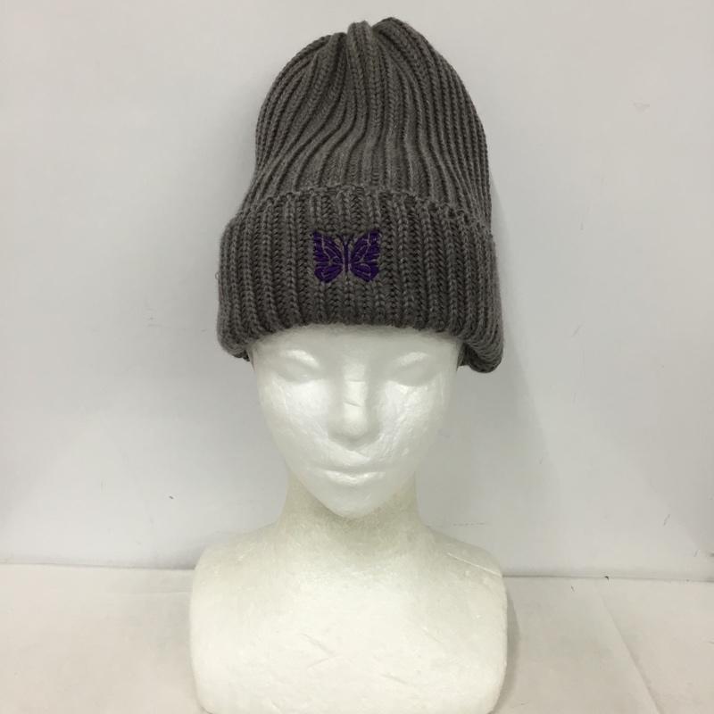 ニードルス Needles 帽子 ニット帽 パピヨン ワッチキャップ ウール ワンポイント 灰 / グレー / gray メンズ USED 古着 中古 10153677