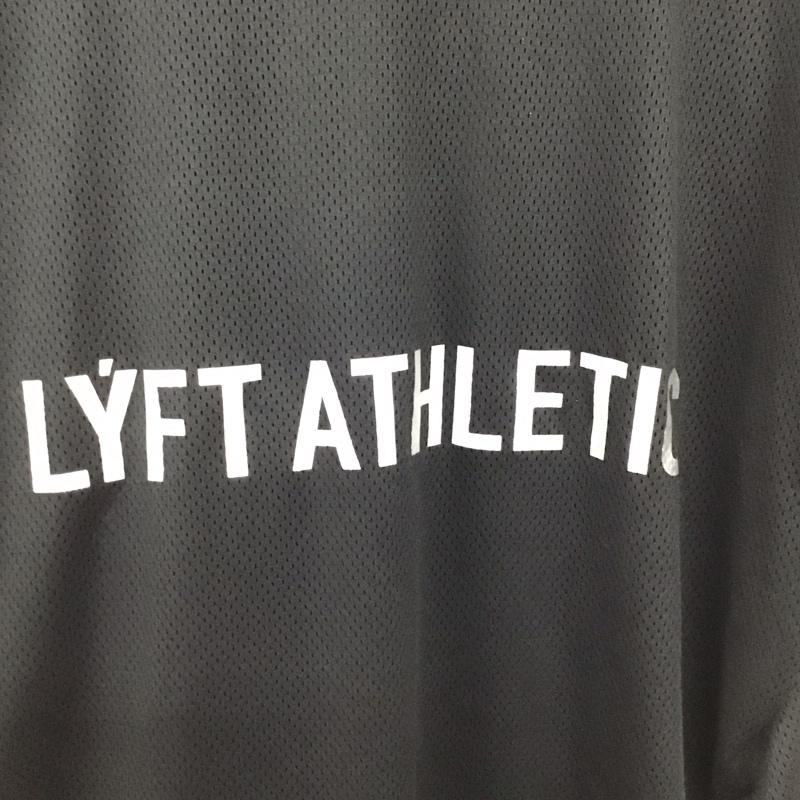 リフト LYFT シャツ、ブラウス 半袖 半袖シャツ フロントボタン ノーカラーシャツ L ロゴ、文字 黒 / ブラック / black メンズ USED 古着 中古 10153685