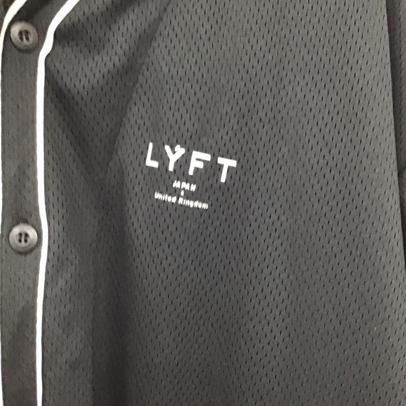 リフト LYFT シャツ、ブラウス 半袖 半袖シャツ フロントボタン ノーカラーシャツ L ロゴ、文字 黒 / ブラック / black メンズ USED 古着 中古 10153685