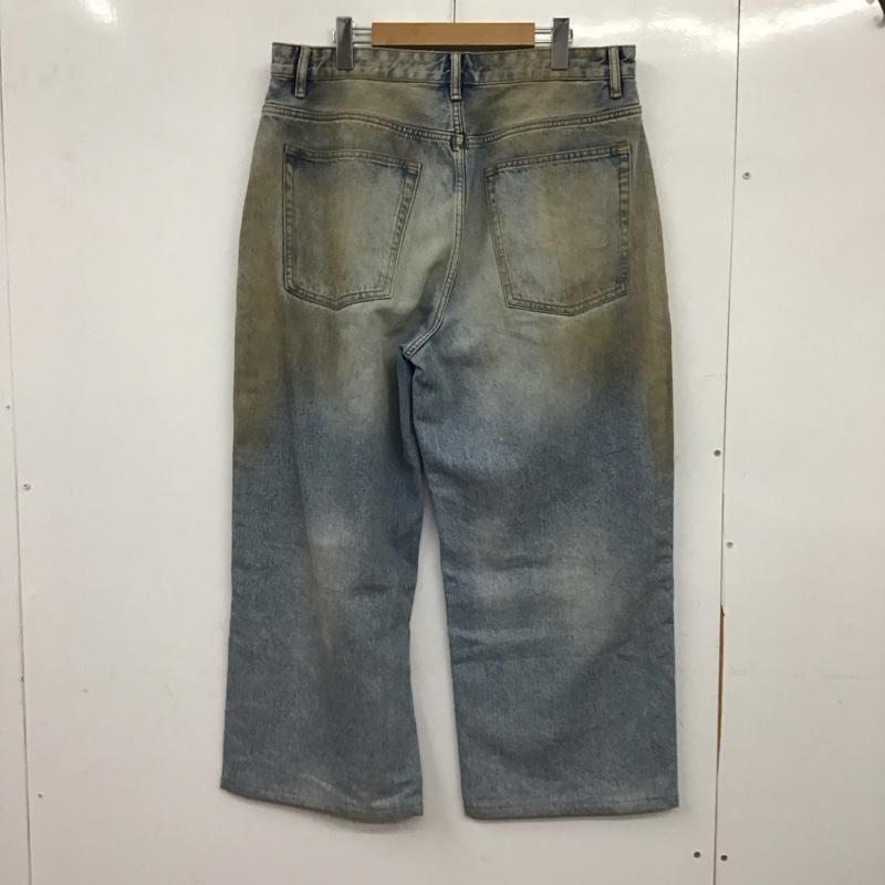 ザラ ZARA パンツ デニム、ジーンズ デニムパンツ ワイドパンツ カジュアルパンツ 44インチ ダメージ加工 インディゴ / インディゴ / Indigo メンズ USED 古着 中古 10153693