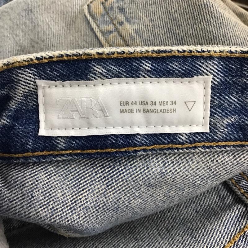 ザラ ZARA パンツ デニム、ジーンズ デニムパンツ ワイドパンツ カジュアルパンツ 44インチ ダメージ加工 インディゴ / インディゴ / Indigo メンズ USED 古着 中古 10153693