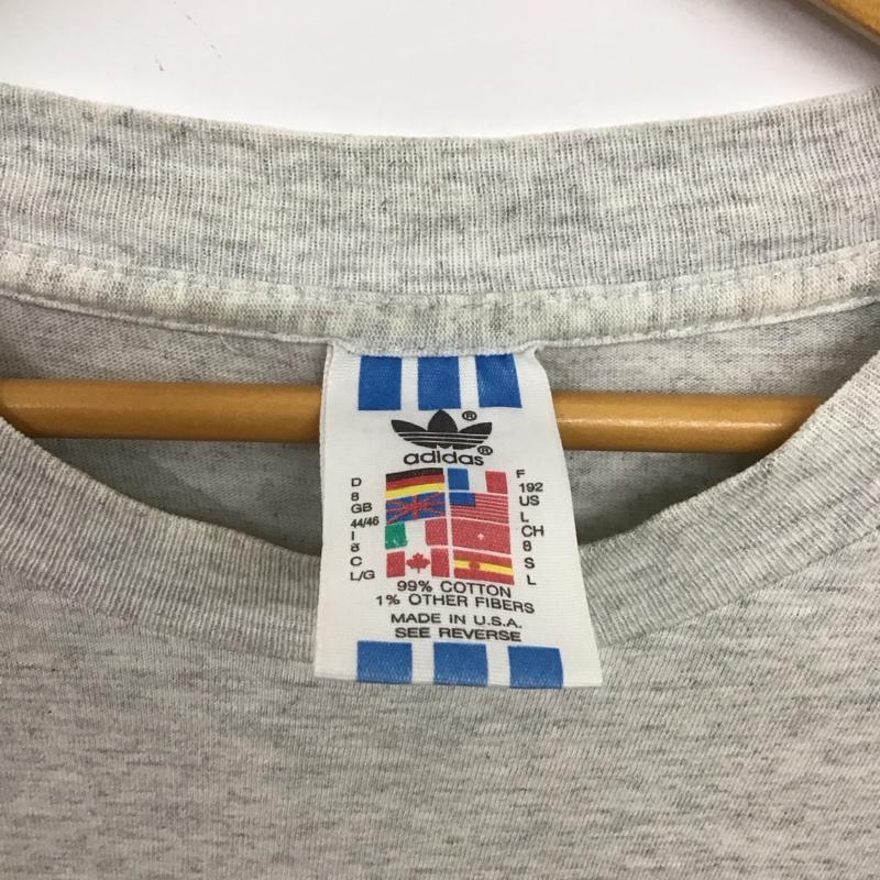アディダス adidas Tシャツ 半袖 半袖カットソー プリントTシャツ クルーネックカットソー 古着 L ロゴ、文字 灰 / グレー / gray メンズ USED 古着 中古 10153698