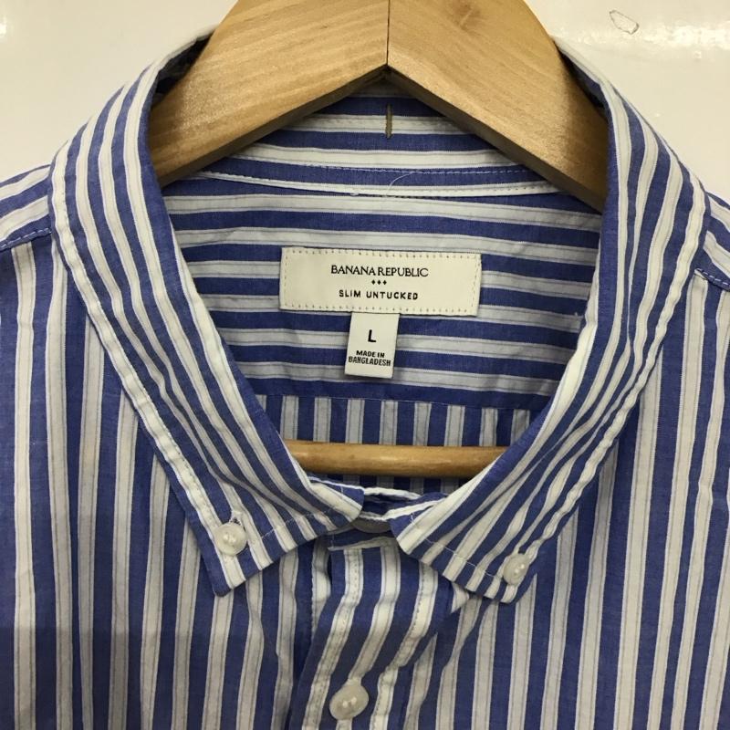 バナナリパブリック BANANA REPUBLIC シャツ、ブラウス 長袖 長袖シャツ ストライプシャツ カラーシャツ ボタンダウンシャツ L ストライプ 白 / ホワイト / white X 水色 / ライトブルー / メンズ USED 古着 中古 10153721