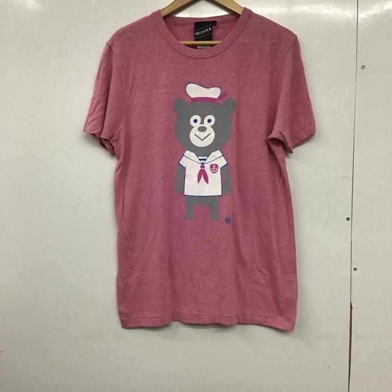 ビームスティー BEAMS T Tシャツ 半袖 半袖カットソー プリントTシャツ クルーネックカットソー L プリント 桃 / ピンク / pink メンズ USED 古着 中古 10153723