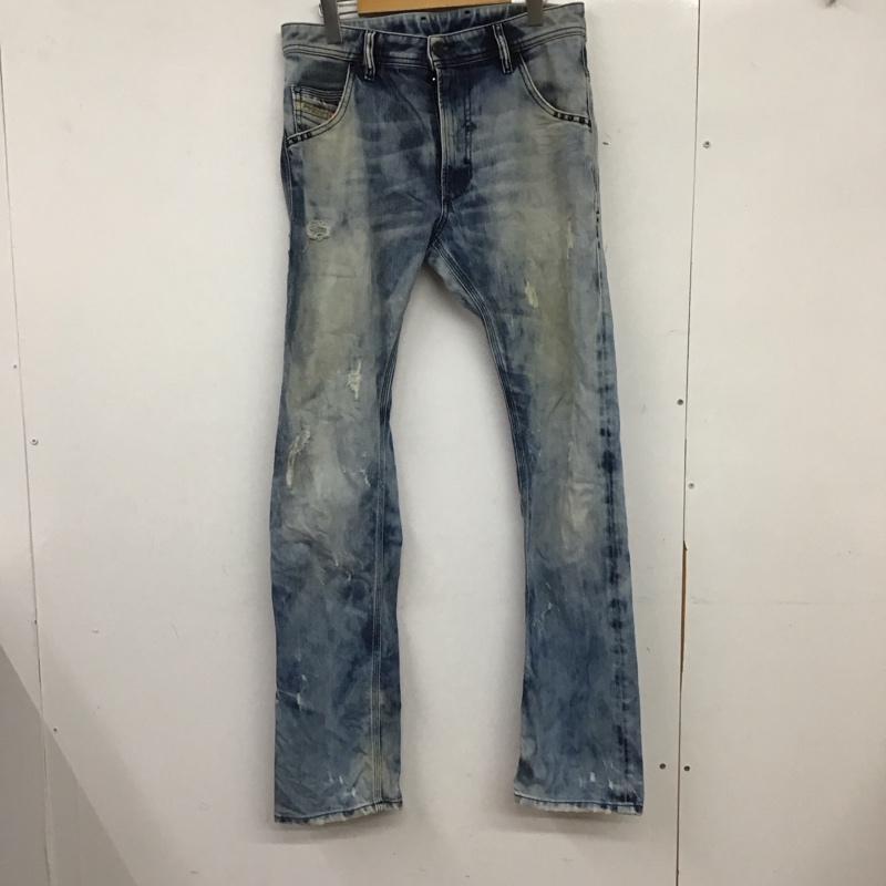 ディーゼル DIESEL パンツ デニム、ジーンズ デニムパンツ スリムパンツ カジュアルパンツ ストレッチパンツ 28インチ ダメージ加工 インディゴ / インディゴ / Indigo メンズ USED 古着 中古 10153725