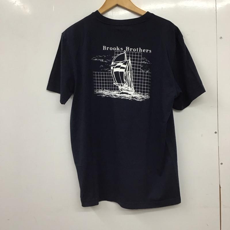 ブルックスブラザーズ BROOKS BROTHERS Tシャツ 半袖 半袖カットソー プリントTシャツ クルーネックカットソー L ロゴ、文字 紺 / ネイビー / navy メンズ USED 古着 中古 10153734