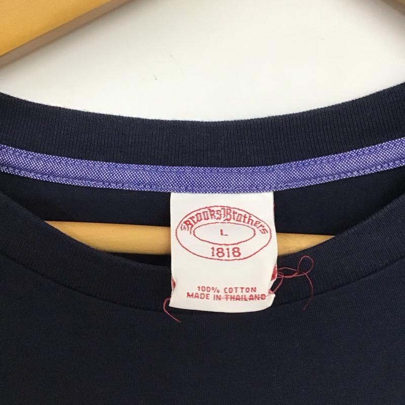 ブルックスブラザーズ BROOKS BROTHERS Tシャツ 半袖 半袖カットソー プリントTシャツ クルーネックカットソー L ロゴ、文字 紺 / ネイビー / navy メンズ USED 古着 中古 10153734
