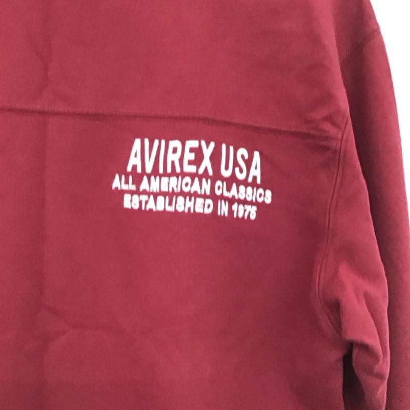 アヴィレックス AVIREX トレーナー 長袖 長袖トレーナー スウェット クルーネック プルオーバー M ロゴ、文字 えんじ / ワインレッド / dark red メンズ USED 古着 中古 10153735
