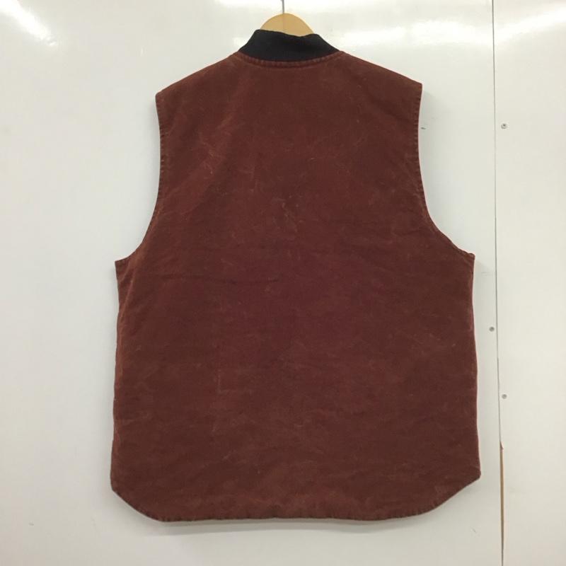 カーハート Carhartt ベスト ベスト ジップアップベスト ノースリーブカットソー アウター XL ロゴ、文字 茶 / ブラウン / brown メンズ USED 古着 中古 10153737