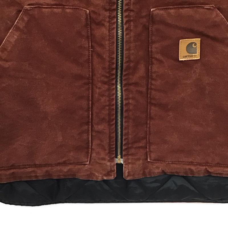 カーハート Carhartt ベスト ベスト ジップアップベスト ノースリーブカットソー アウター XL ロゴ、文字 茶 / ブラウン / brown メンズ USED 古着 中古 10153737