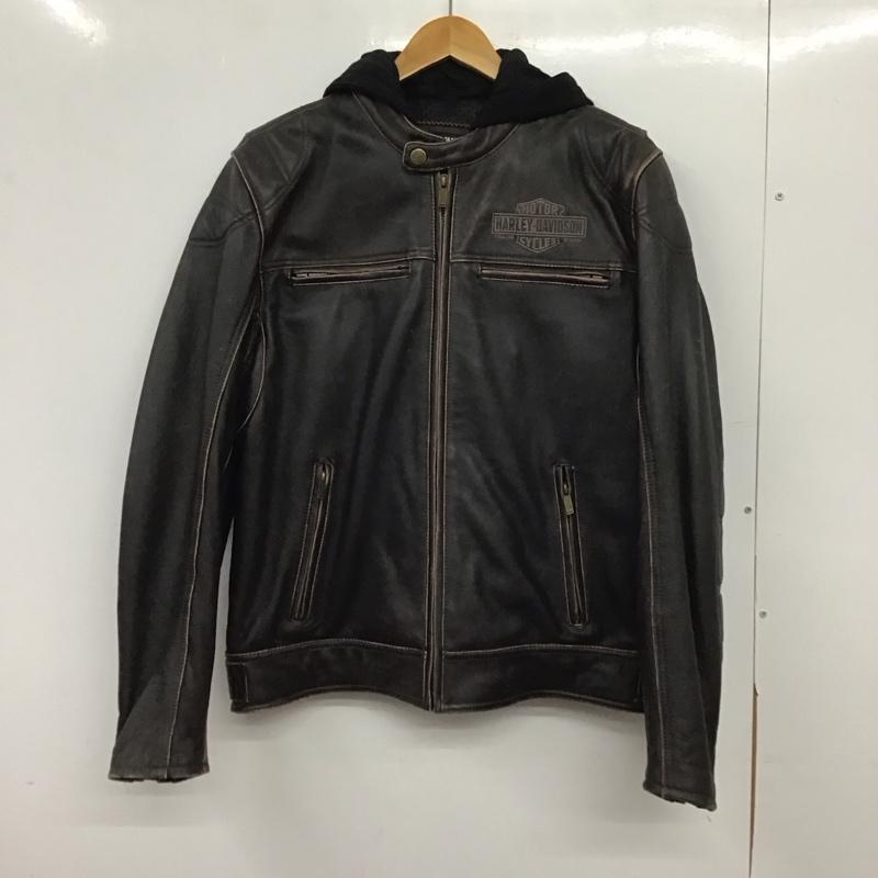 ハーレーダビッドソン Harley-Davidson ジャケット、上着 ジャンパー、ブルゾン ジップアップレザージャケット アウター 古着 M ロゴ、文字 茶 / ブラウン / brown メンズ USED 古着 中古 10153738
