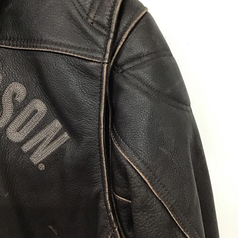 ハーレーダビッドソン Harley-Davidson ジャケット、上着 ジャンパー、ブルゾン ジップアップレザージャケット アウター 古着 M ロゴ、文字 茶 / ブラウン / brown メンズ USED 古着 中古 10153738