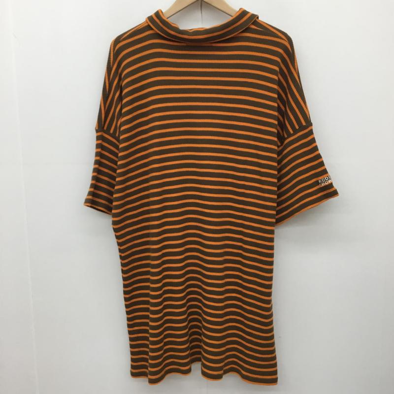 ロデオクラウンズ Rodeo Crowns ワンピース ひざ丈スカート ポロワンピース FREE ボーダー柄 茶 / ブラウン / brown X 橙 / オレンジ / orange レディース USED 古着 中古 10153757