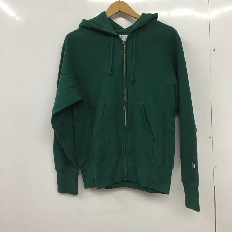 チャンピオン Champion パーカー 長袖 ジップアップパーカー 長袖パーカー カジュアルジャケット L 無地 緑 / グリーン / green メンズ USED 古着 中古 10153780