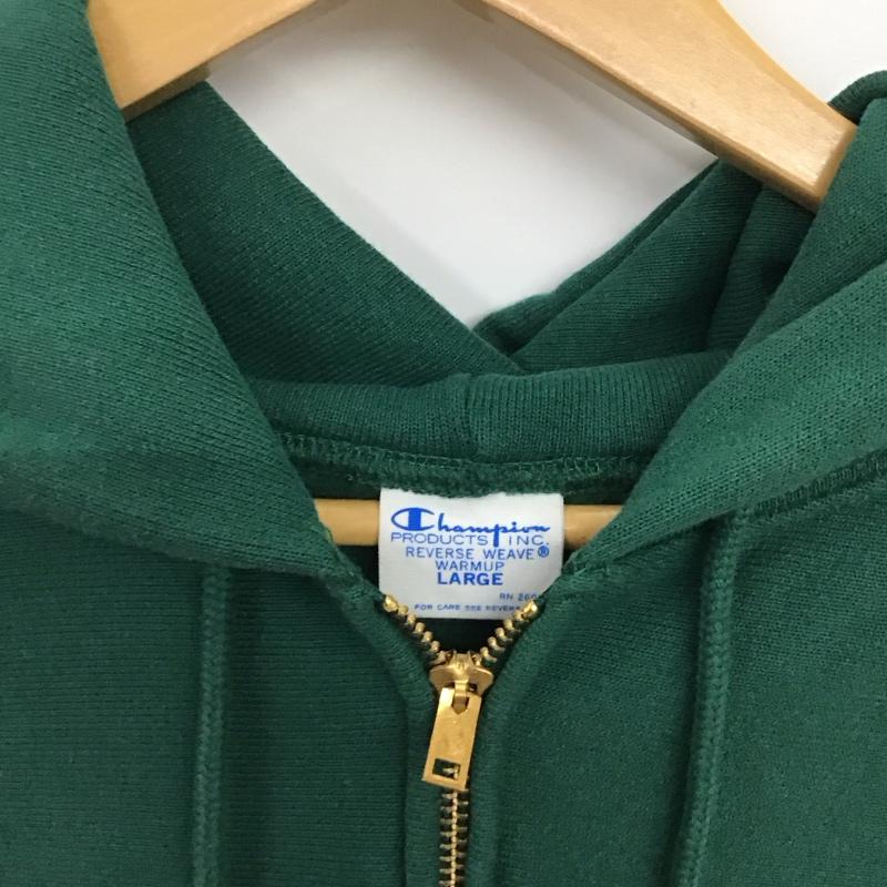 チャンピオン Champion パーカー 長袖 ジップアップパーカー 長袖パーカー カジュアルジャケット L 無地 緑 / グリーン / green メンズ USED 古着 中古 10153780