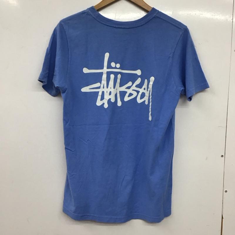 ステューシー STUSSY Tシャツ 半袖 半袖カットソー プリントTシャツ クルーネックカットソー S ロゴ、文字 水色 / ライトブルー / メンズ USED 古着 中古 10153783