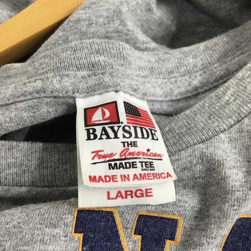 ベイサイド BAY SIDE Tシャツ 半袖 半袖カットソー プリントTシャツ クルーネックカットソー L ロゴ、文字 灰 / グレー / gray メンズ USED 古着 中古 10153785