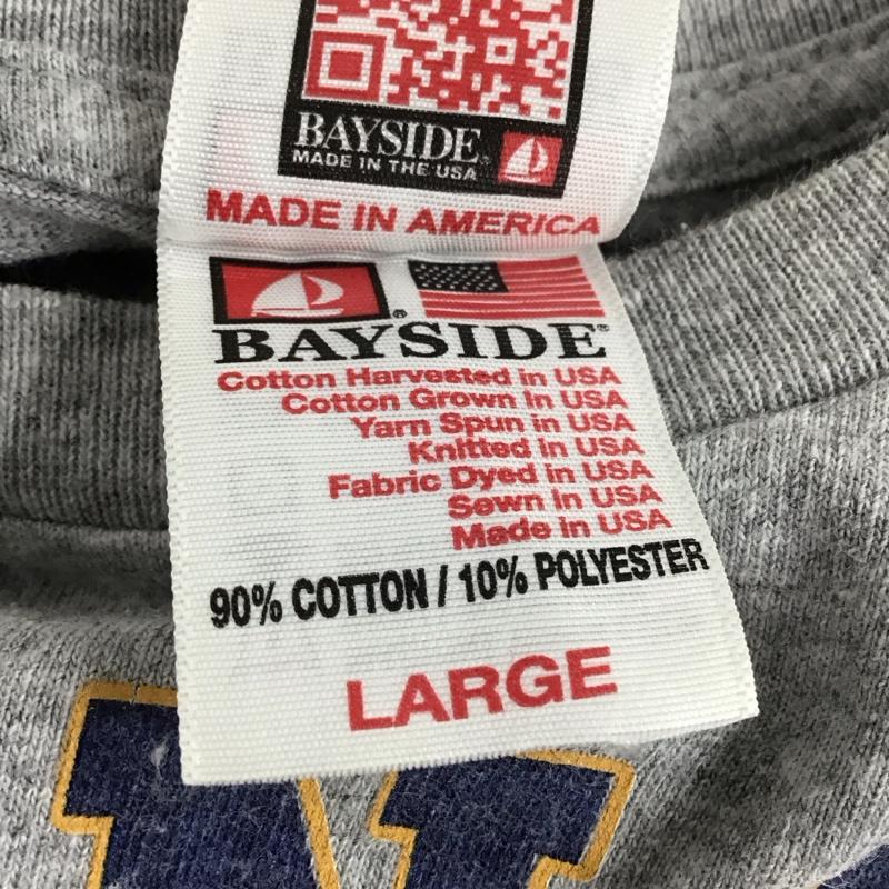 ベイサイド BAY SIDE Tシャツ 半袖 半袖カットソー プリントTシャツ クルーネックカットソー L ロゴ、文字 灰 / グレー / gray メンズ USED 古着 中古 10153785