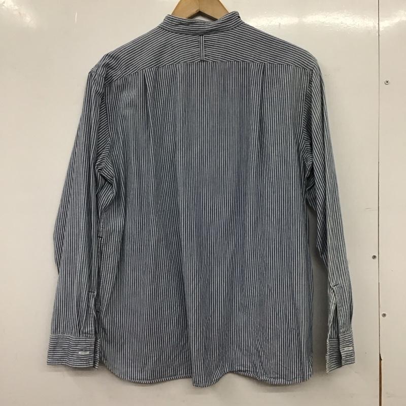 モヒート MOJITO シャツ、ブラウス 長袖 長袖シャツ プルオーバーシャツ ノーカラーシャツ M ストライプ 黒 / ブラック / black X インディゴ / インディゴ / Indigo メンズ USED 古着 中古 10153794