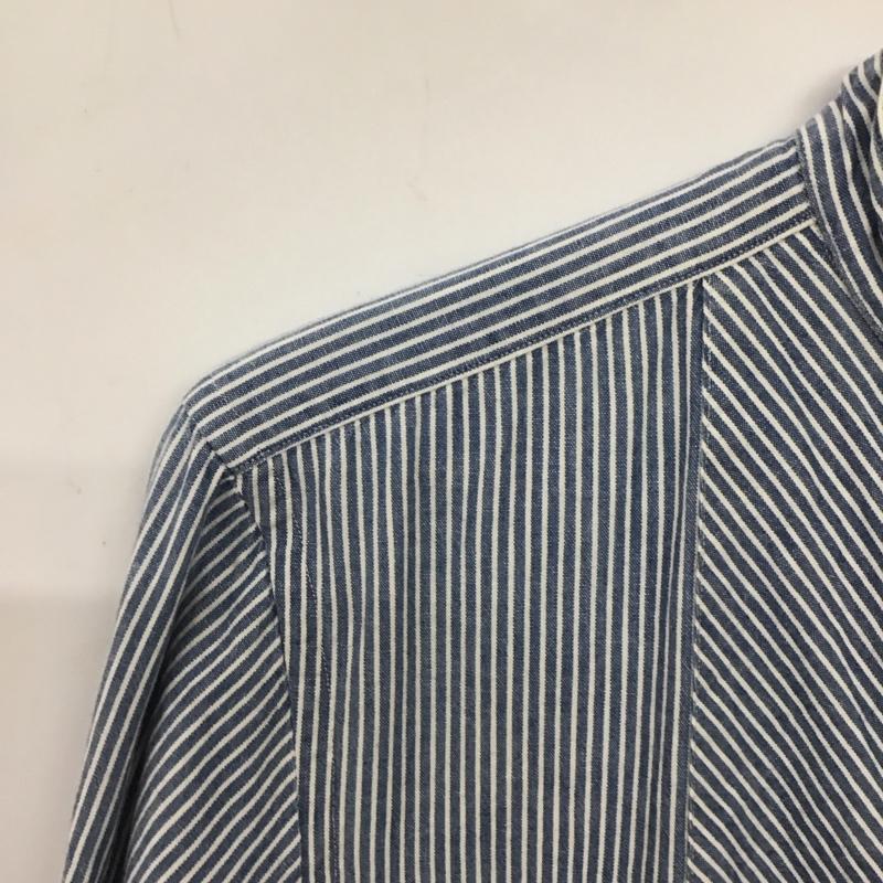 モヒート MOJITO シャツ、ブラウス 長袖 長袖シャツ プルオーバーシャツ ノーカラーシャツ M ストライプ 黒 / ブラック / black X インディゴ / インディゴ / Indigo メンズ USED 古着 中古 10153794