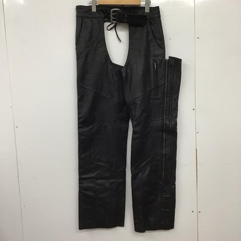 ハーレーダビッドソン Harley-Davidson パンツ ワークパンツ、ペインターパンツ レザーパンツ ワイドパンツ カジュアルパンツ カウレザー L 無地 黒 / ブラック / black メンズ USED 古着 中古 10153799