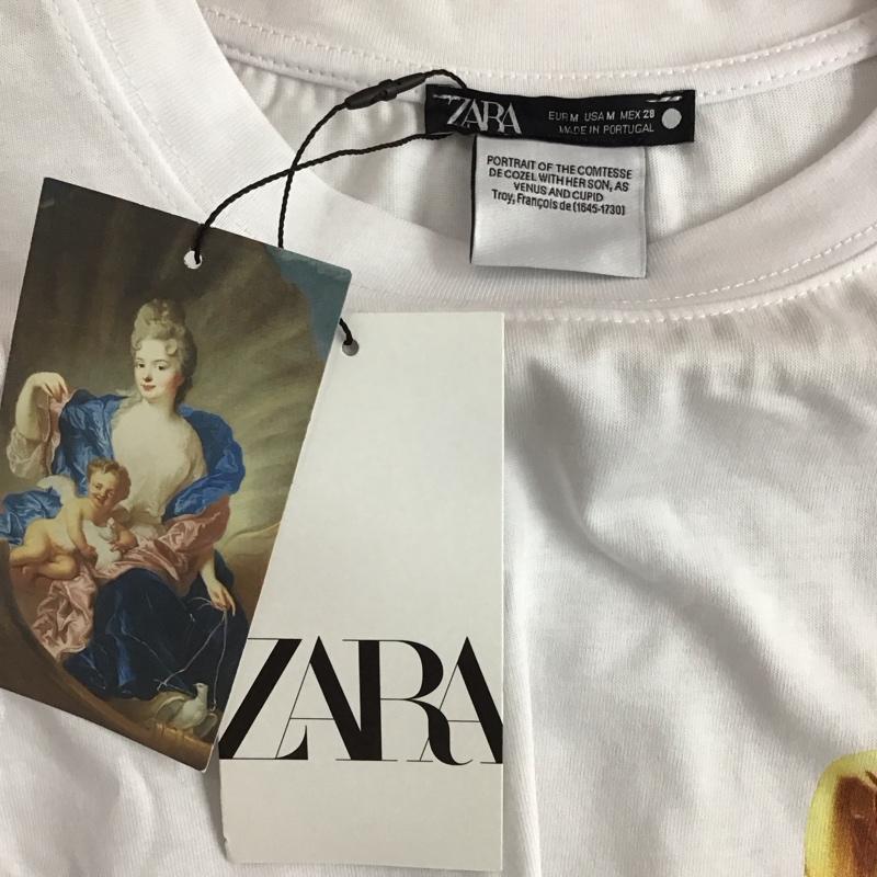 ザラ ZARA Tシャツ 半袖 半袖カットソー プリントTシャツ クルーネックカットソー M プリント 白 / ホワイト / white レディース USED 古着 中古 10153801