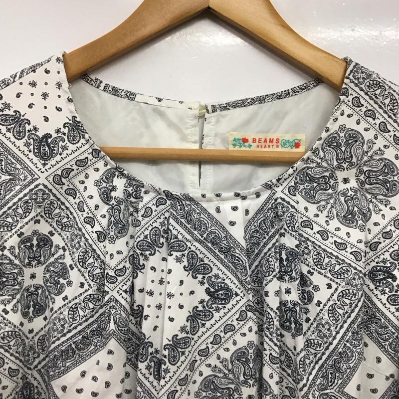 ビームス ハート BEAMS HEART ワンピース ロングスカート ノースリーブロングワンピース フレアスカート 総柄 白 / ホワイト / white X 紺 / ネイビー / navy レディース USED 古着 中古 10153812