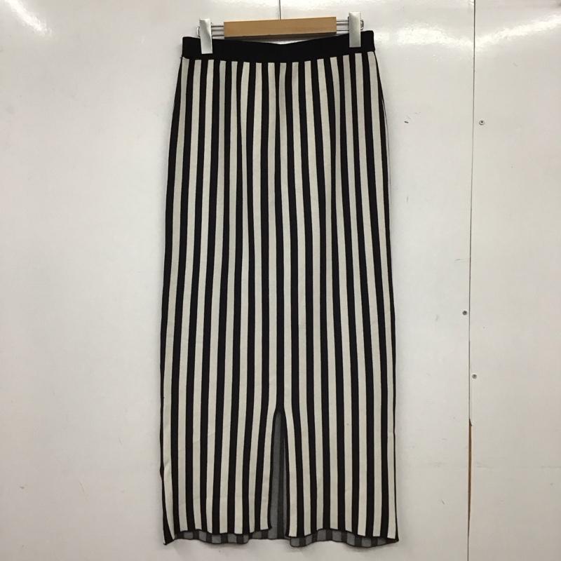 レプシィム LEPSIM スカート ロングスカート ロングスカート タイトスカート バックスリット ストライプ 白 / ホワイト / white X 黒 / ブラック / black レディース USED 古着 中古 10153820
