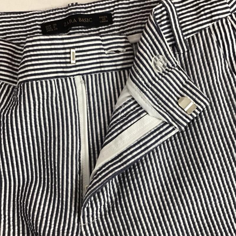 ザラベーシック ZARA BASIC パンツ チノパン スリムパンツ ストレッチパンツ カジュアルパンツ 36 ストライプ 白 / ホワイト / white X インディゴ / インディゴ / Indigo レディース USED 古着 中古 10153828