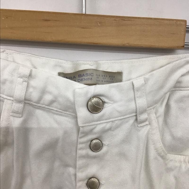 ザラベーシック ZARA BASIC パンツ デニム、ジーンズ デニムパンツ ワイドパンツ カジュアルパンツ 40 無地 白 / ホワイト / white レディース USED 古着 中古 10153848
