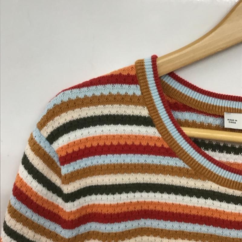 ザラニット ZARA KNIT カットソー 半袖 半袖カットソー ニットカットソー L ボーダー柄 マルチカラー / マルチカラー / multicolor レディース USED 古着 中古 10153850