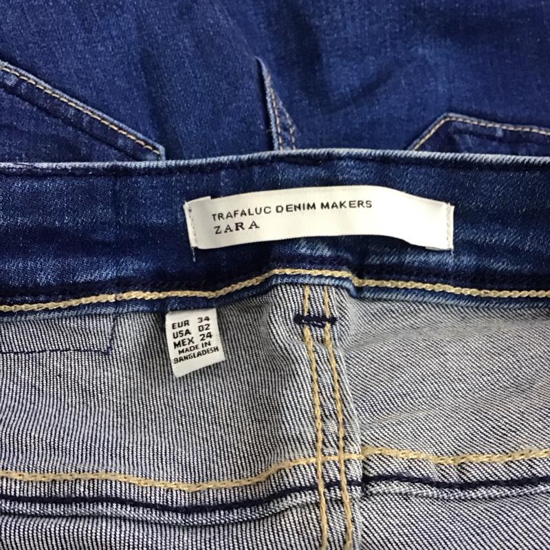 ザラ ZARA パンツ デニム、ジーンズ デニムパンツ スリムパンツ カジュアルパンツ ストレッチパンツ 34 ダメージ加工 インディゴ / インディゴ / Indigo レディース USED 古着 中古 10153861