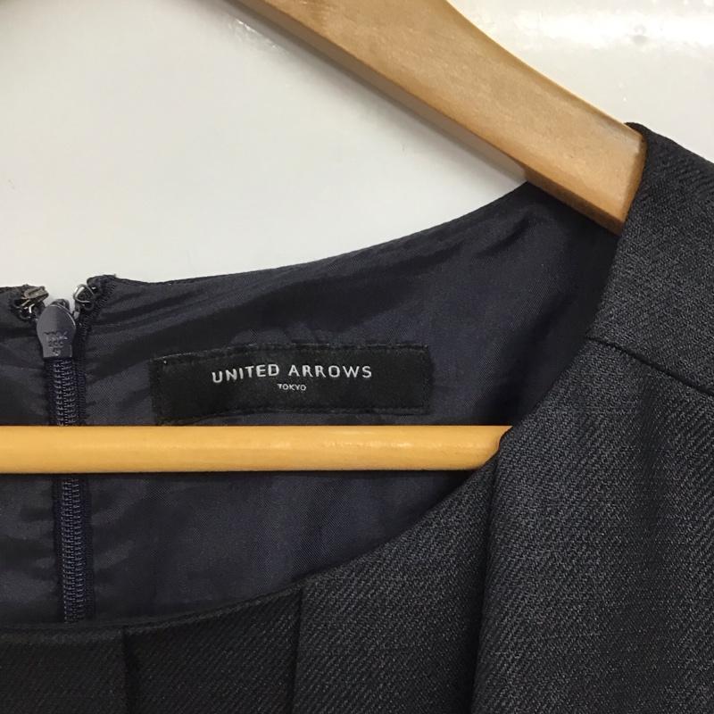 ユナイテッドアローズ UNITED ARROWS ワンピース ひざ丈スカート ノースリーブワンピース フレアスカート 無地 紺 / ネイビー / navy レディース USED 古着 中古 10153865