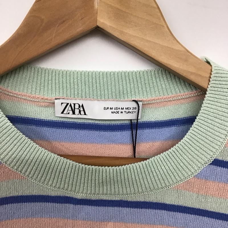 ザラ ZARA カットソー 長袖 長袖カットソー プリントカットソー クルーネック M ボーダー柄 マルチカラー / マルチカラー / multicolor レディース USED 古着 中古 10153866