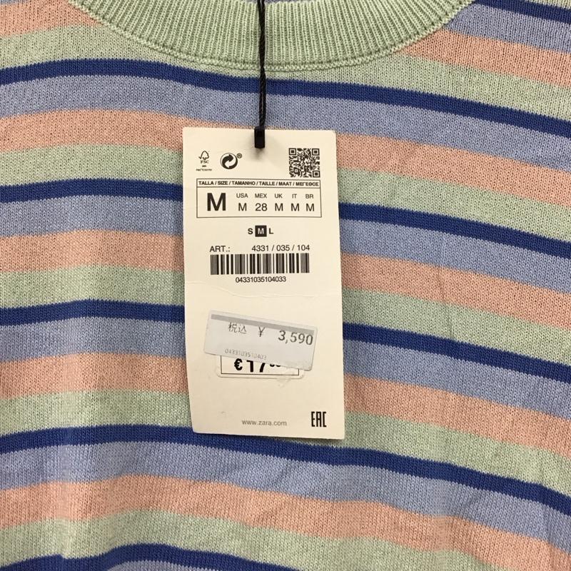 ザラ ZARA カットソー 長袖 長袖カットソー プリントカットソー クルーネック M ボーダー柄 マルチカラー / マルチカラー / multicolor レディース USED 古着 中古 10153866