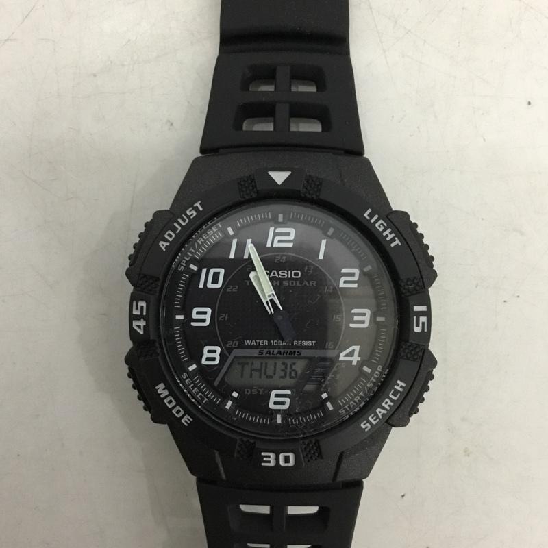 カシオ CASIO 腕時計 アナログ（クォーツ式） AQ-S800W タフソーラー 10気圧防水 ロゴ、文字 黒 / ブラック / black メンズ USED 古着 中古 10153887