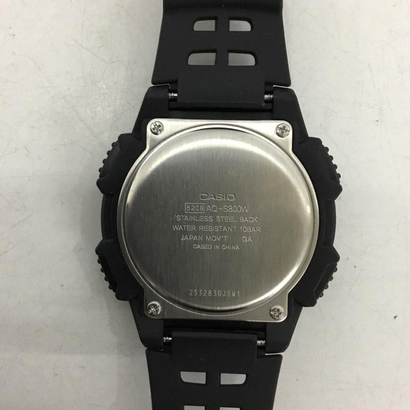 カシオ CASIO 腕時計 アナログ（クォーツ式） AQ-S800W タフソーラー 10気圧防水 ロゴ、文字 黒 / ブラック / black メンズ USED 古着 中古 10153887